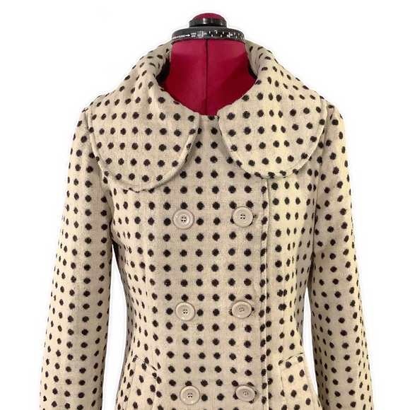 🛍NORDSTROM Tan Polka Dot Peacoat - Picture 5 of 7